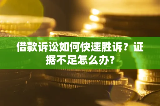 武汉借款诉讼如何快速胜诉？证据不足怎么办？